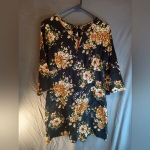 Luna Chic Floral Black and Brown Women's Dress